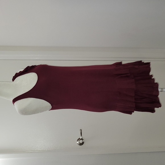 Juicy Couture Burgundy Ruffle Tiered Bottom Mini Summer Dress Size Small GUC - Picture 6 of 16